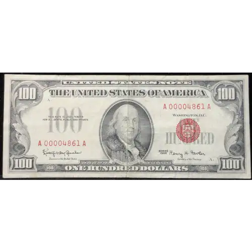 $100 1966 red seal. Small Legal Tender Notes 1550