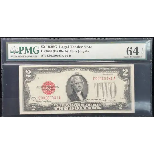 $2 1928-G red seal. Small Legal Tender Notes 1508 (3)