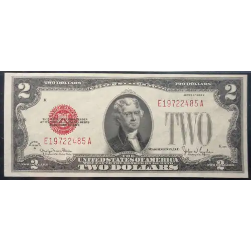 $2 1928-G red seal. Small Legal Tender Notes 1508 (2)