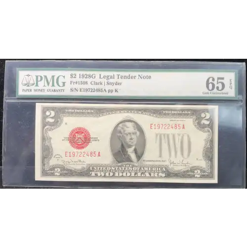 $2 1928-G red seal. Small Legal Tender Notes 1508 (3)