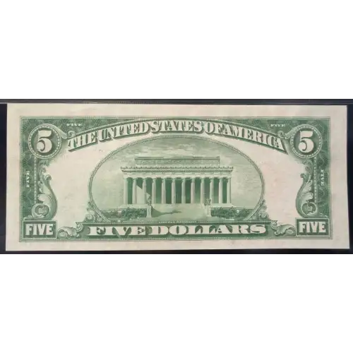 $5 1928-B red seal. Small Legal Tender Notes 1527 (2)