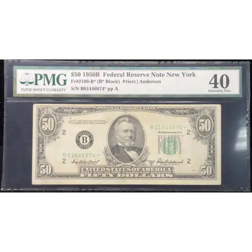 $50 1950-B. blue-Green seal. Small Size $50 Federal Reserve Notes 2109-B* (4)