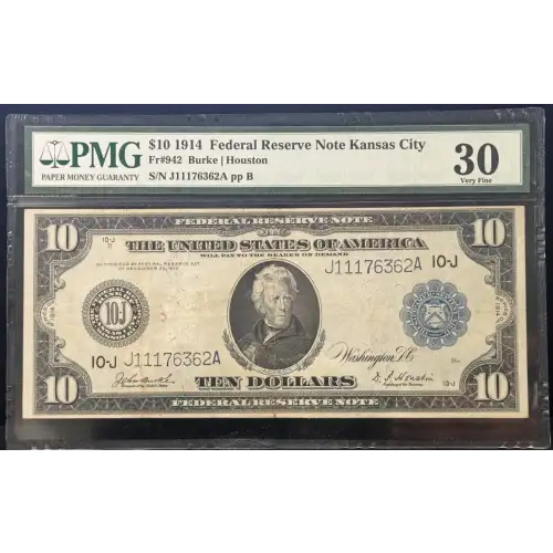 $10 1914 Blue Seal Federal Reserve Notes 942 (3)
