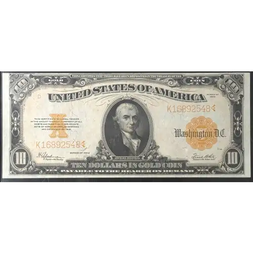 $10 1922 Gold Gold Certificates 1173