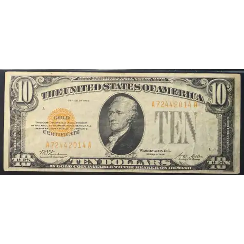$10 1928 Gold Seal Small Size Gold Certificates 2400 (4)