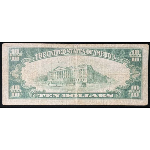 $10 1929 small brown seal. Small National Bank Notes 1801-1 (2)