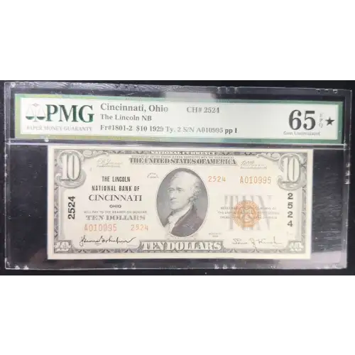 $10 1929 small brown seal. Small National Bank Notes 1801-2 (4)