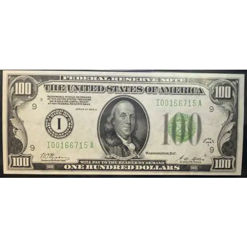 $100 1928-A.  Small Size $100 Federal Reserve Notes 2151-I