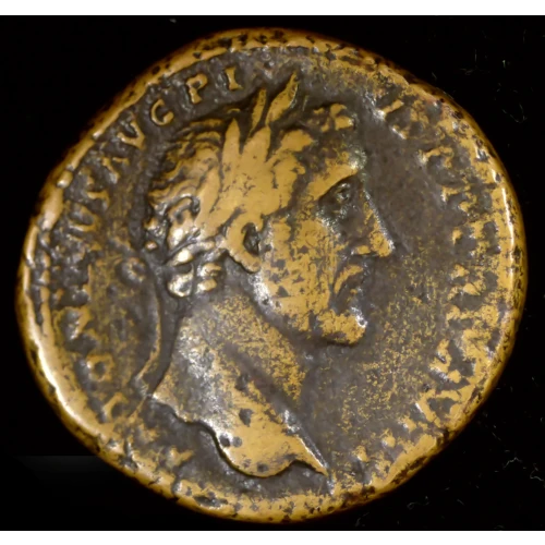 153-154 Antoninus Pius, AE Sestertius VF Tooled