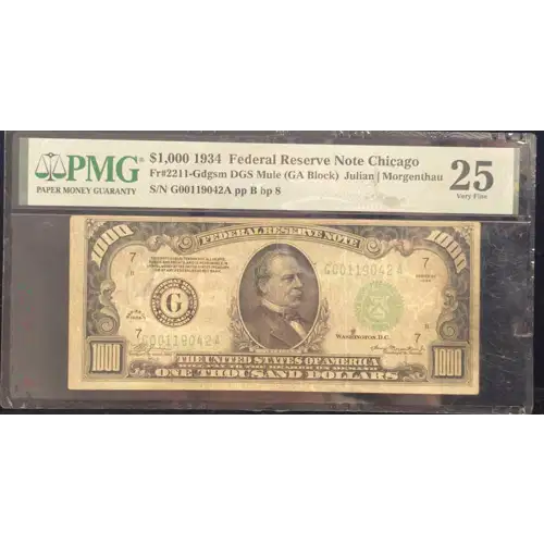 1934 $1,000 G00119042A PMG 25