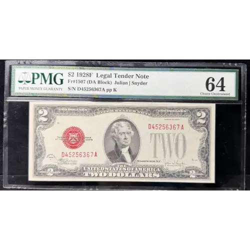 $2 1928-F red seal. Small Legal Tender Notes 1507 (4)