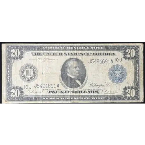 $20 1914 Blue Seal Federal Reserve Notes 1002