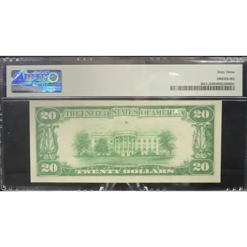 $20 1928-A. Green seal. Small Size $20 Federal Reserve Notes 2051-J (4)