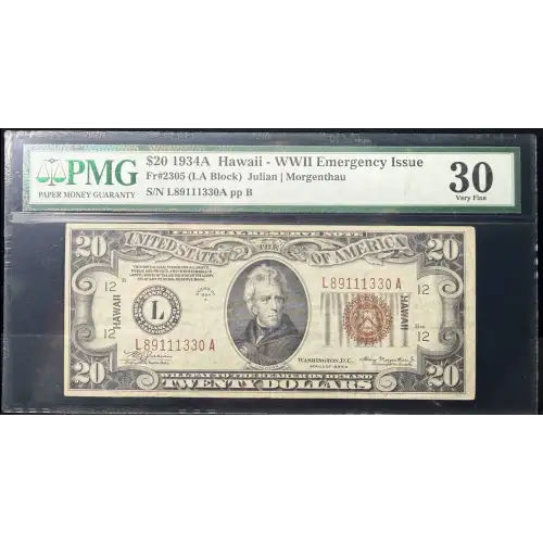 $20 1934-A brown seal Emergency Notes Issued During WW2 2305 (2)