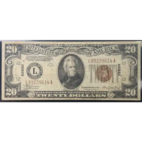 $20 1934-A brown seal Emergency Notes Issued During WW2 2305 (3)