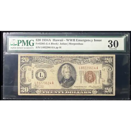 $20 1934-A brown seal Emergency Notes Issued During WW2 2305 (2)