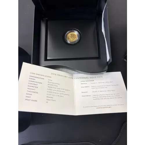 2016 Centennial Series - 10C Mercury Dime - MS Box and CoA

THE COIN YOU RECEIVE IS OUR CHOICE. IT WILL BE A COIN OF THE GRADE / QUALITY INDICATED. 2016 Centennial Series - 10C Mercury Dime - MS Box and CoA (4)