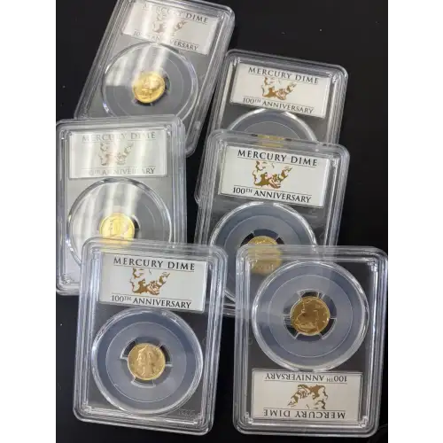 2016 Centennial Series - 10C Mercury Dime - SP70 PCGS Certified (5)