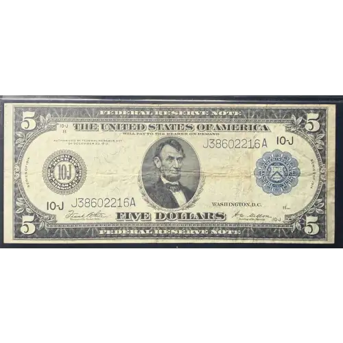 $5 1914 Blue Seal Federal Reserve Notes 883A (4)