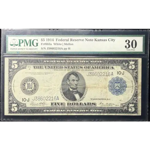 $5 1914 Blue Seal Federal Reserve Notes 883A (3)