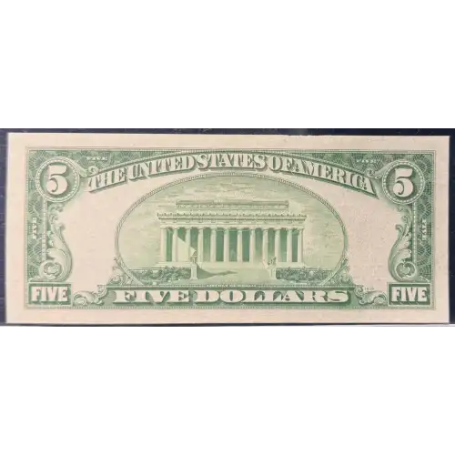 $5 1928-C red seal. Small Legal Tender Notes 1528