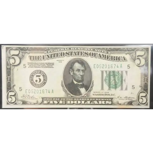 $5 1928 Green seal Small Size $5 Federal Reserve Notes 1950-E (6)