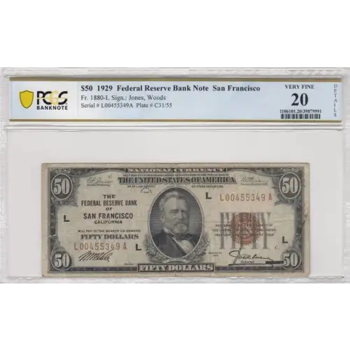 $50 1929 brown seal Small Federal Reserve Bank Notes 1880-L (2)