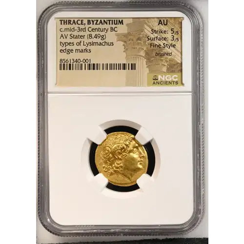 AV Stater from Thrace, Byzantion minted in the name of Lysimachos.
HGC 3, 1374 (4)