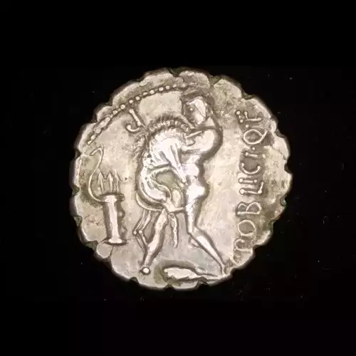 C. Poblicius Q.f., AR Serrate Denarius