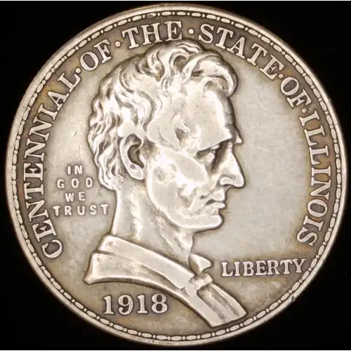 Classic Commemorative Silver--- Illinois Centennial 1918 -Silver- 0.5 Dollar (2)