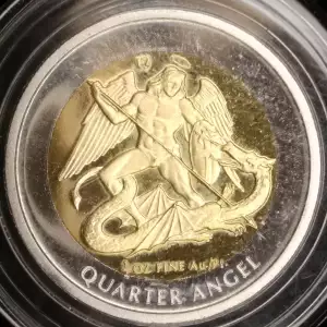 ISLE OF MAN Bi-Metallic .124 AGW Gold center in .124 APW Platinum ring. 1/4 ANGEL