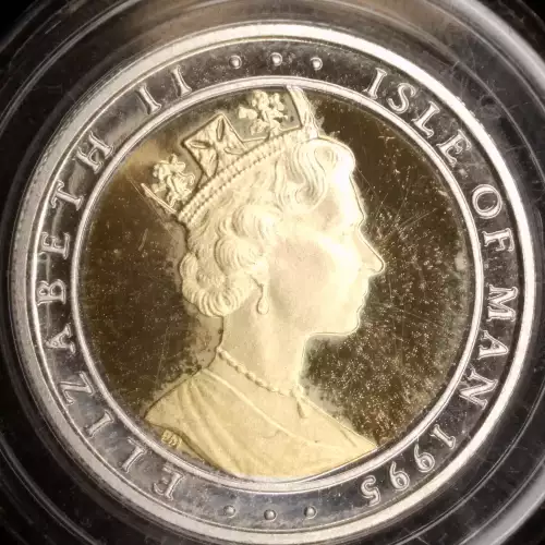 ISLE OF MAN Bi-Metallic .124 AGW Gold center in .124 APW Platinum ring. 1/4 ANGEL (2)