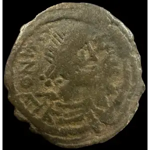 Justin II, AE 12 Nummi Barbarian Imitation