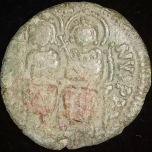 Justin II w/ Sophia, AE Follis