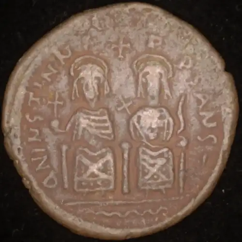 Justin II w/ Sophia, AE Follis