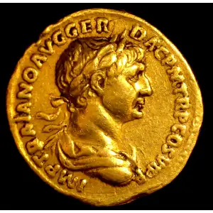 113-114 Trajan, AV Aureus VF