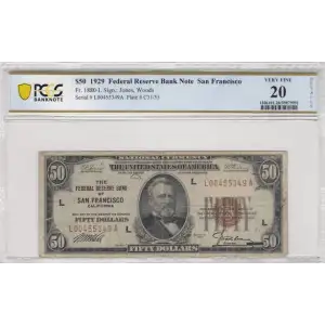 $50 1929 brown seal Small Federal Reserve Bank Notes 1880-L (2)