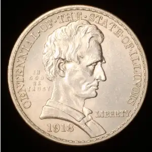 Classic Commemorative Silver--- Illinois Centennial 1918 -Silver- 0.5 Dollar