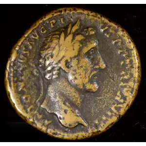 153-154 Antoninus Pius, AE Sestertius VF Tooled