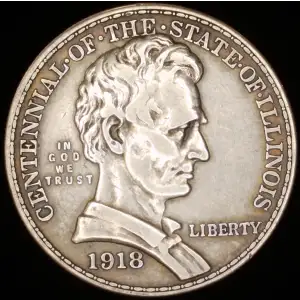Classic Commemorative Silver--- Illinois Centennial 1918 -Silver- 0.5 Dollar (2)