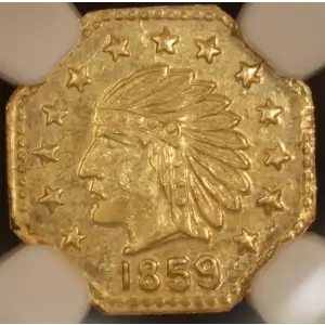 Territorial Gold -California Small Denomination Gold-Quarter Dollar Octagonal-Indian Head -Gold- 0.25 Dollar