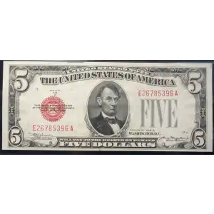 $5 1928-B red seal. Small Legal Tender Notes 1527 (3)