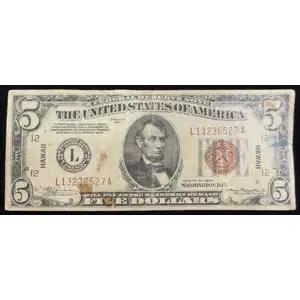 1934 $5 L13236527A