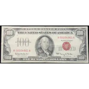$100 1966 red seal. Small Legal Tender Notes 1550