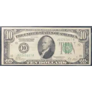 $10 1928-A. Green Seal Small Size $10 Federal Reserve Notes 2001-J