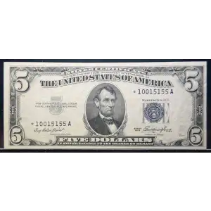 $5 1953 blue seal. Small Silver Certificates 1655* (3)