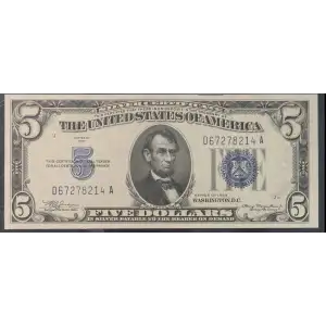 $5 1934 blue seal. Small Silver Certificates 1650