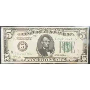 $5 1928 Green seal Small Size $5 Federal Reserve Notes 1950-E (6)