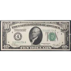 $10 1928-A. Green Seal Small Size $10 Federal Reserve Notes 2001-D (2)