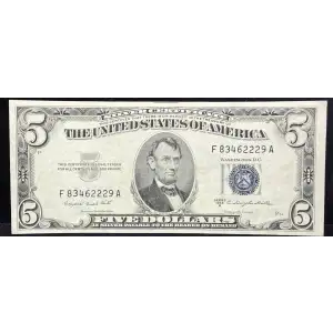 $5 1953-B blue seal. Small Silver Certificates 1657